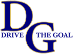 Drive The Goal LLC logo in blue and gold.